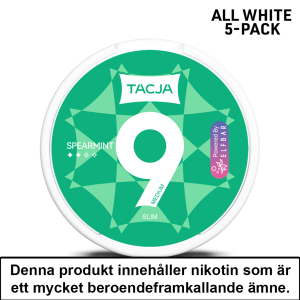 Tacja Slim | Spearmint | All White | 9mg | 5pack | OBS!! Kort/Utgånget Datum