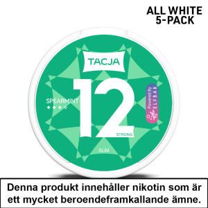 Tacja Slim | Spearmint | All White | 12mg | 5pack | OBS!! Kort/Utgånget Datum