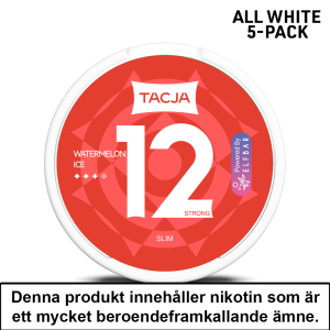 Tacja Slim | Watermelon Ice | All White | 12mg | 5pack | OBS!! Kort/Utgånget Datum