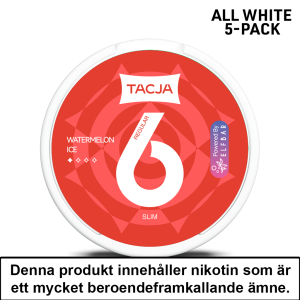 Tacja Slim | Watermelon Ice | All White | 6mg | 5pack | OBS!! Kort/Utgånget Datum