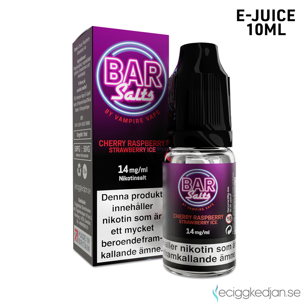 Bar Salts | Cherry Raspberry Strawberry Ice | 10ml E-Juice | 14mg Saltnikotin
