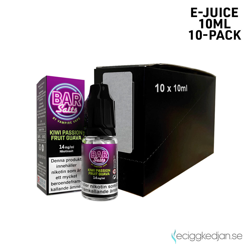 Bar Salts | Kiwi Passion Fruit Guava | 10ml E-Juice | 14mg Saltnikotin | 10pack