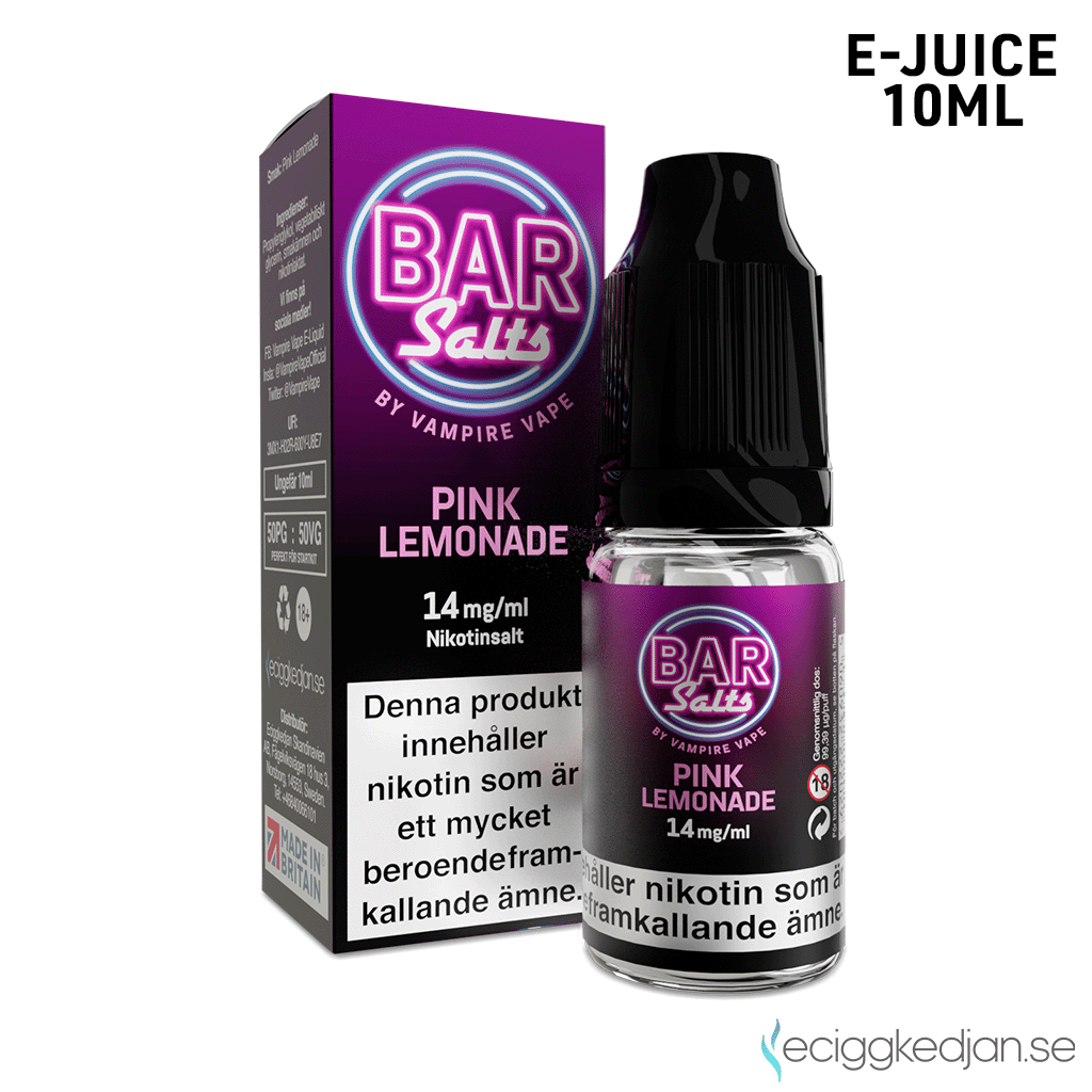 Bar Salts | Pink Lemonade | 10ml E-Juice | 14mg Saltnikotin