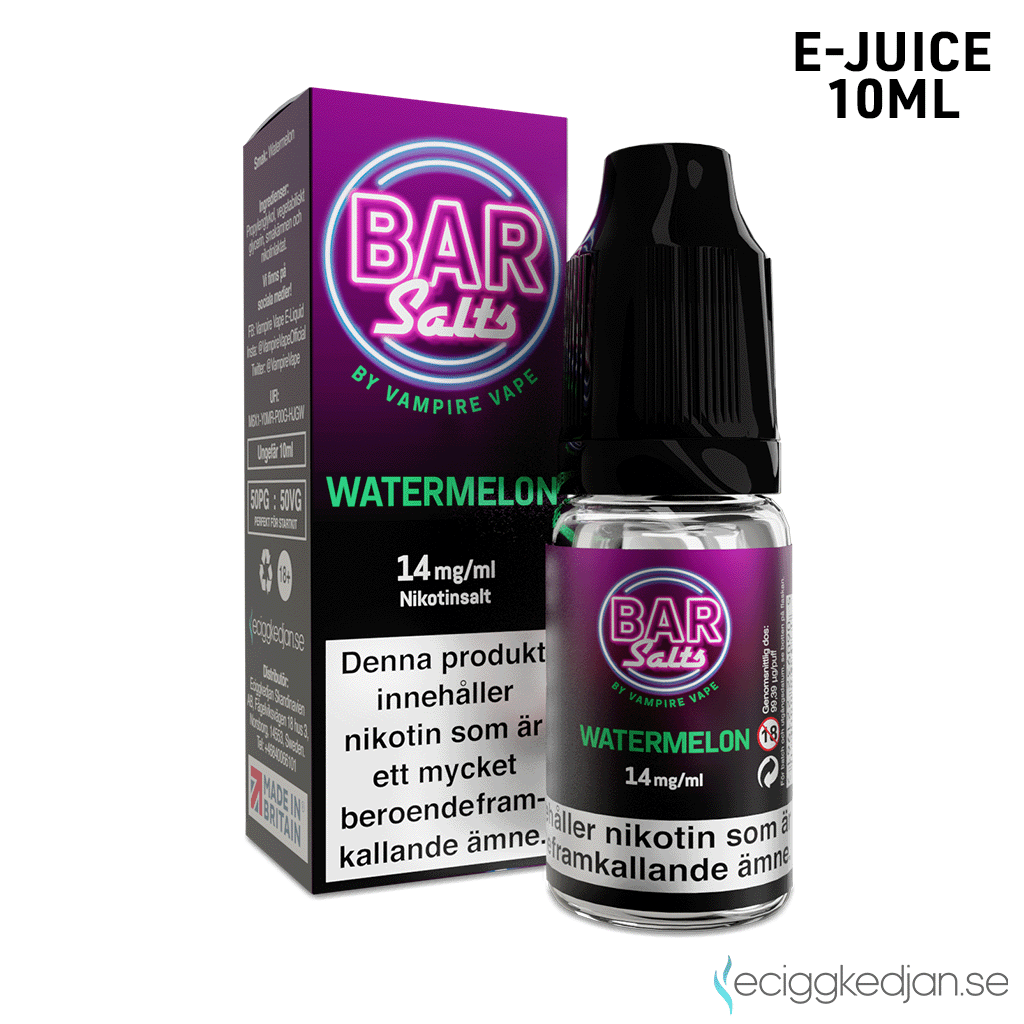 Bar Salts | Watermelon | 10ml E-Juice | 14mg Saltnikotin