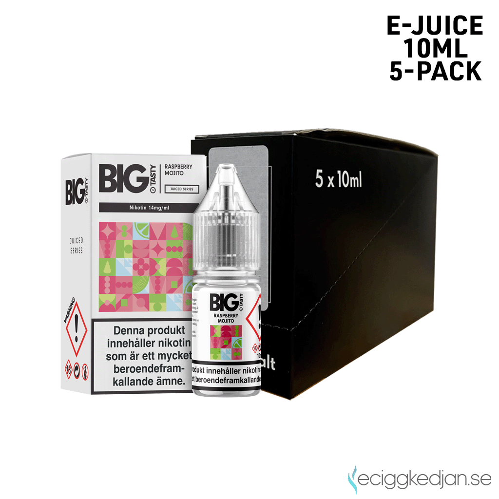 Big Tasty Juiced | Raspberry Mojito | 10ml E-Juice | 14mg Saltnikotin | 5pack