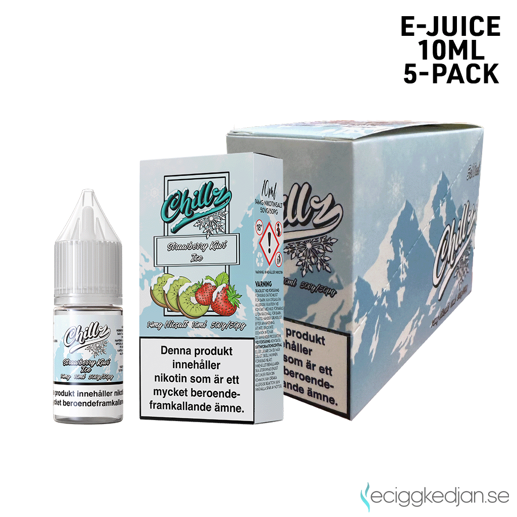 Chillz | Strawberry Kiwi Ice | 10ml E-Juice | 14mg Saltnikotin | 5pack