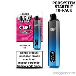 Dinner Lady S-Line Mesh Pod | Watermelon Ice | Batteri inkl Förfylld Pod | 2*10pack