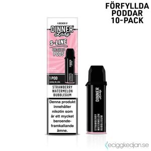 Dinner Lady S-Line Mesh Pod | Strawberry Watermelon Bubblegum | Förfylld Pod | 10pack