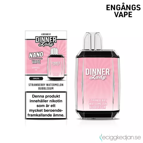 Dinner Lady Nano Mesh | Strawberry Watermelon Bubblegum | Engångs Vape | 20mg