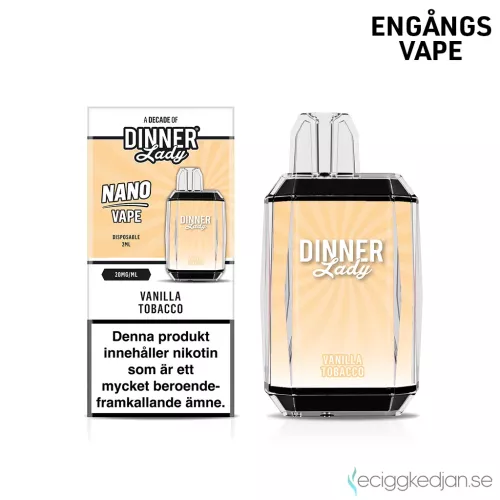 Dinner Lady Nano Mesh | Vanilla Tobacco | Engångs Vape | 20mg