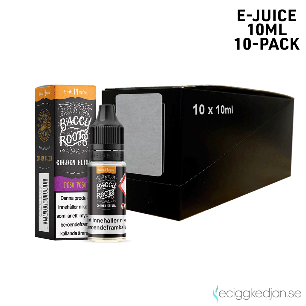 Baccy Roots | Golden Elixir | 10ml E-Juice | 14mg Saltnikotin | 10pack