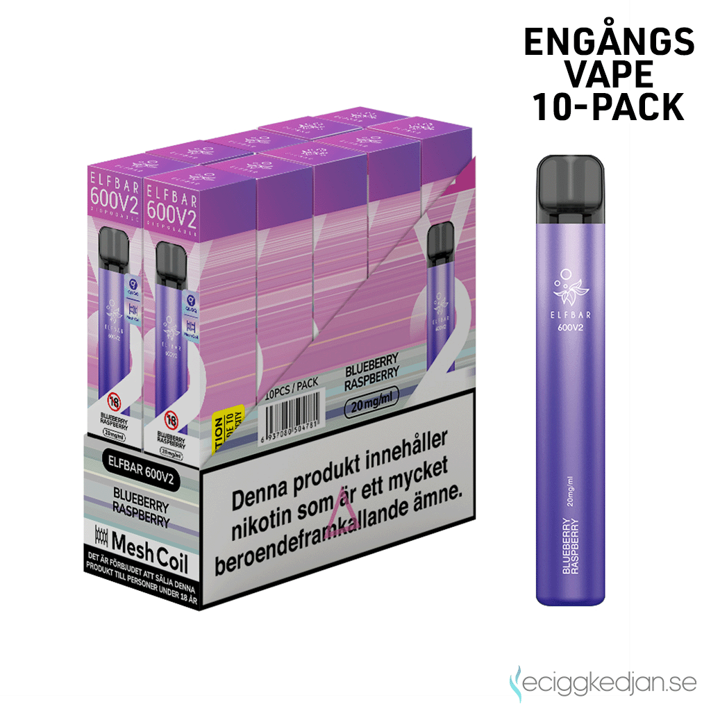 Elfbar V2 Mesh | Blueberry Raspberry | Engångs Vape | 20mg | 10pack