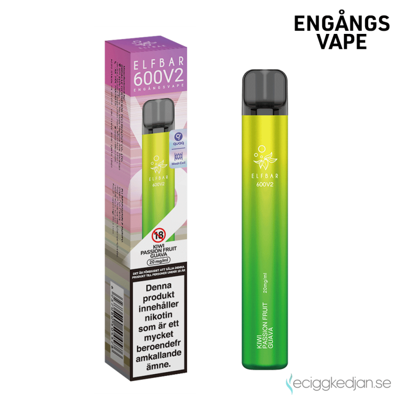 Elf Bar Elfbar V2 Mesh | Kiwi Passion Fruit Guava Engångs Vape 20mg