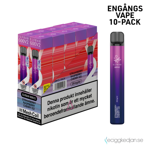 Elfbar V2 Mesh | Strawberry Raspberry Cherry Ice | Engångs Vape | 20mg | 10pack