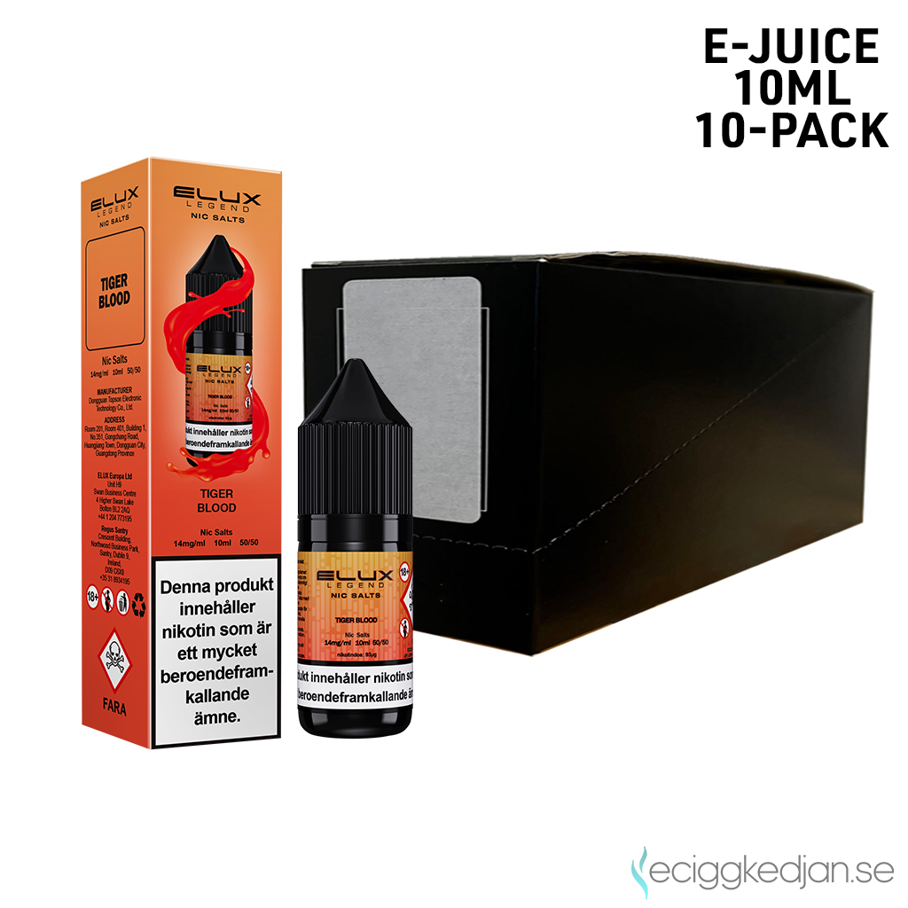 Elux Legends | Tiger Blood | 10ml E-Juice | 14mg Saltnikotin | 10pack