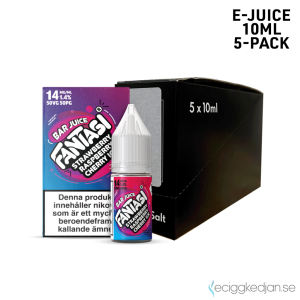 Fantasi Bar Salt | Strawberry Raspberry Cherry Ice | 10ml E-Juice | 14mg Saltnikotin | 5pack