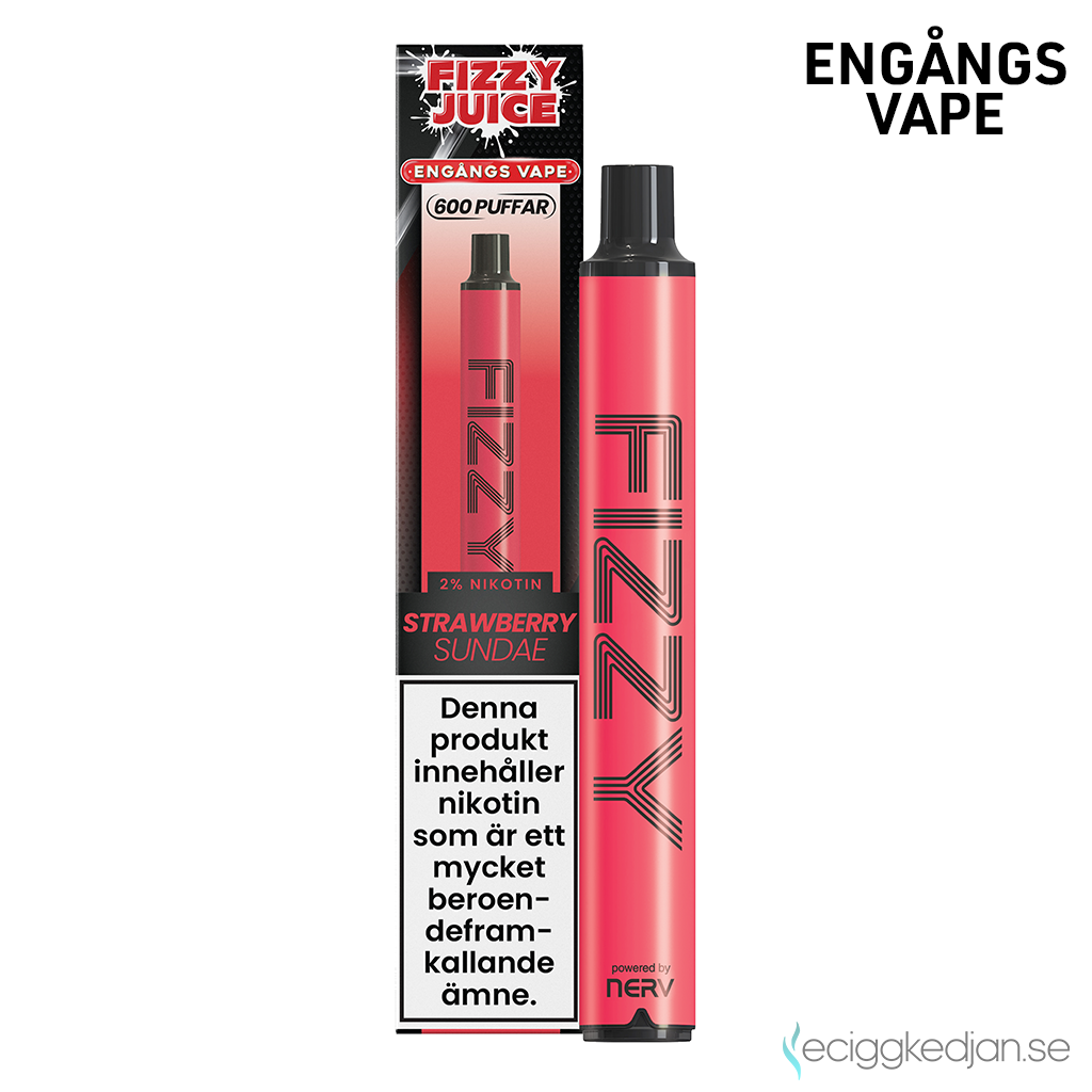 Fizzy | Strawberry Sunday | Engångs Vape | 20mg | OBS!! Utgånget Datum