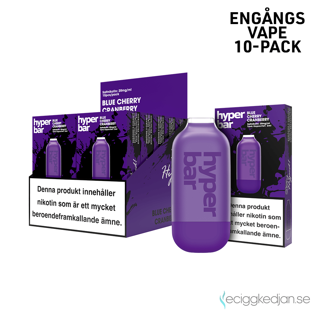 Hyper Bar Mesh | Blue Cherry Cranberry | Engångs Vape | 20mg | 10pack