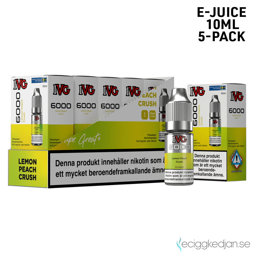IVG 6000 | Lemon Peach Crush | 10ml E-Juice | 14.5mg Saltnikotin | 5pack