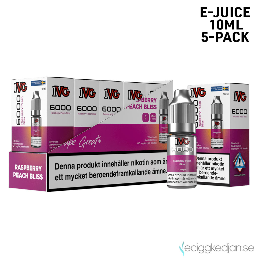 IVG 6000 | Raspberry Peach Bliss | 10ml E-Juice | 14.5mg Saltnikotin | 5pack