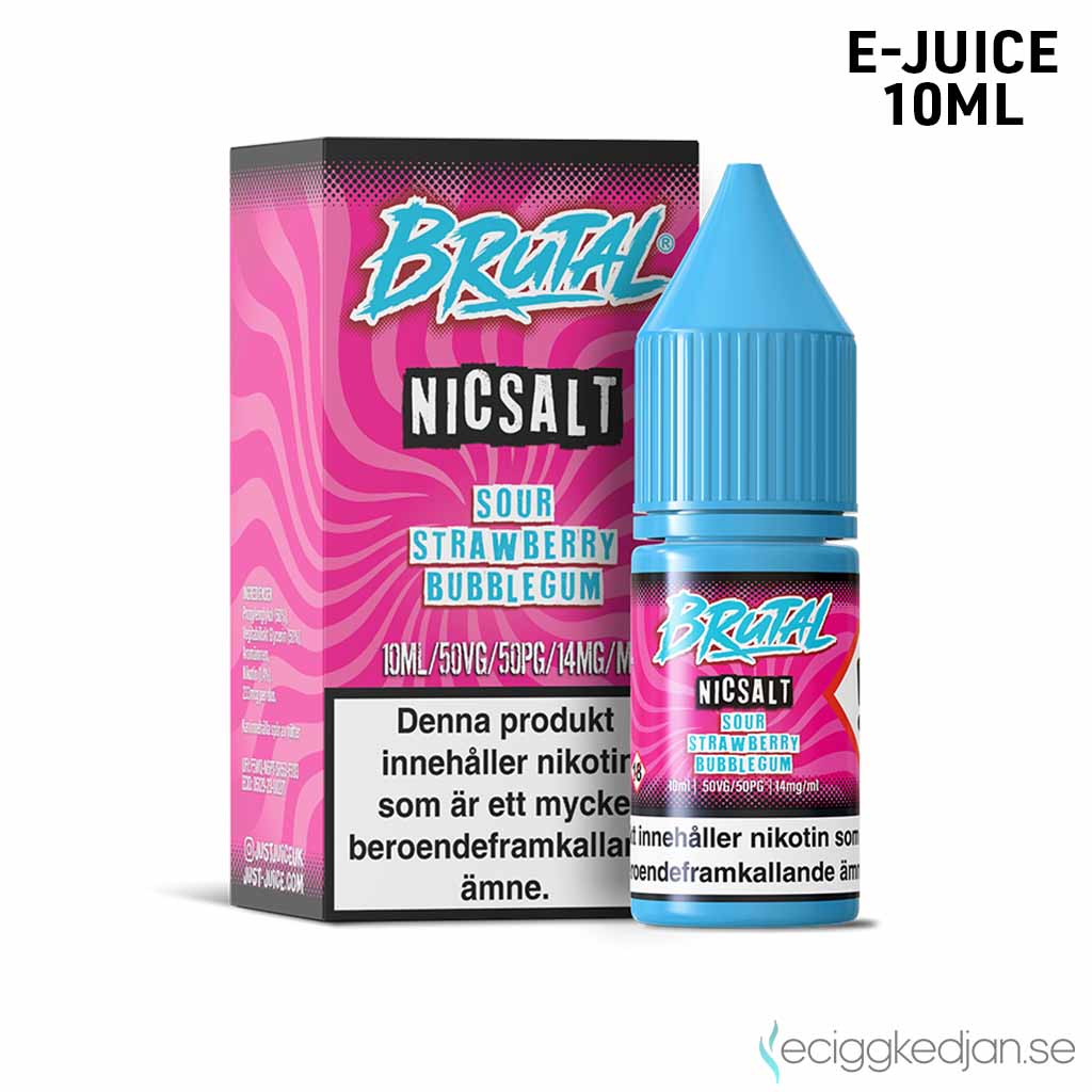 Just Juice Brutal | Sour Strawberry Bubblegum | 10ml E-Juice | 14mg Saltnikotin