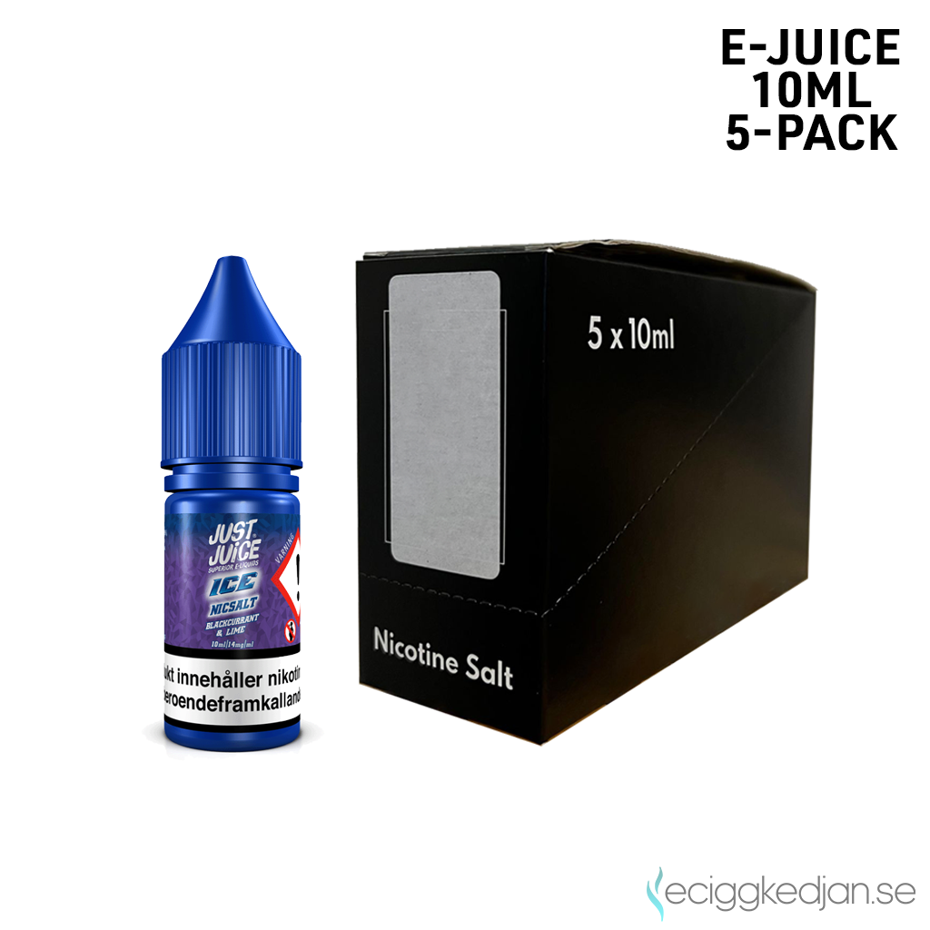 Just Juice | Blackcurrant & Lime | Ice | 10ml E-Juice | 14mg Saltnikotin | 5pack