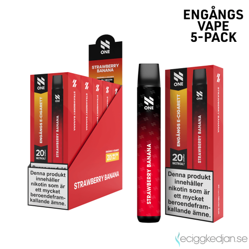 N ONE | Strawberry Banana | Engångs Vape | 20mg | 5pack