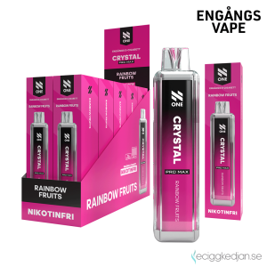 N One Crystal ZERO Mesh | Rainbow Fruits | Engångs Vape | 0mg | 12ml | 10pack