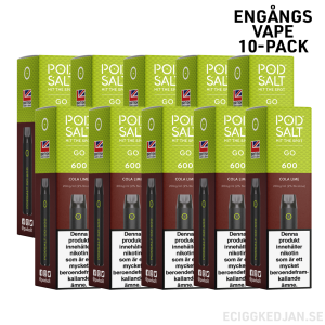 Pod Salt GO 600 | Cola Lime | Engångs Vape | 10-pack   | OBS!! Utgånget Datum