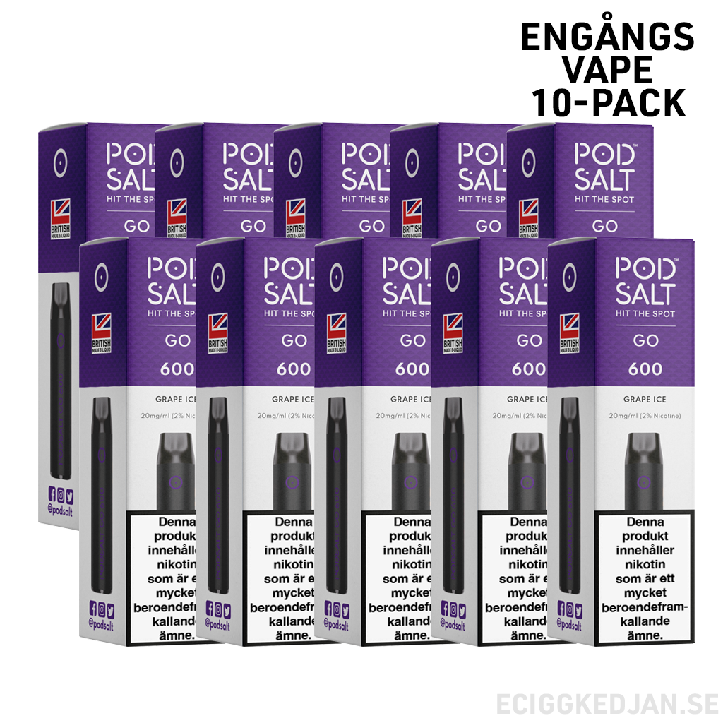 Pod Salt GO 600 | Grape Ice | Engångs Vape | 10-pack
