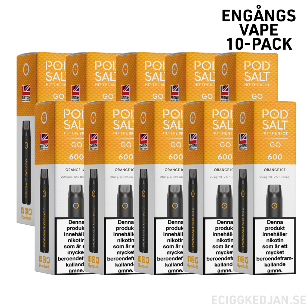 Pod Salt GO 600 | Orange Ice | Engångs Vape | 10-pack
