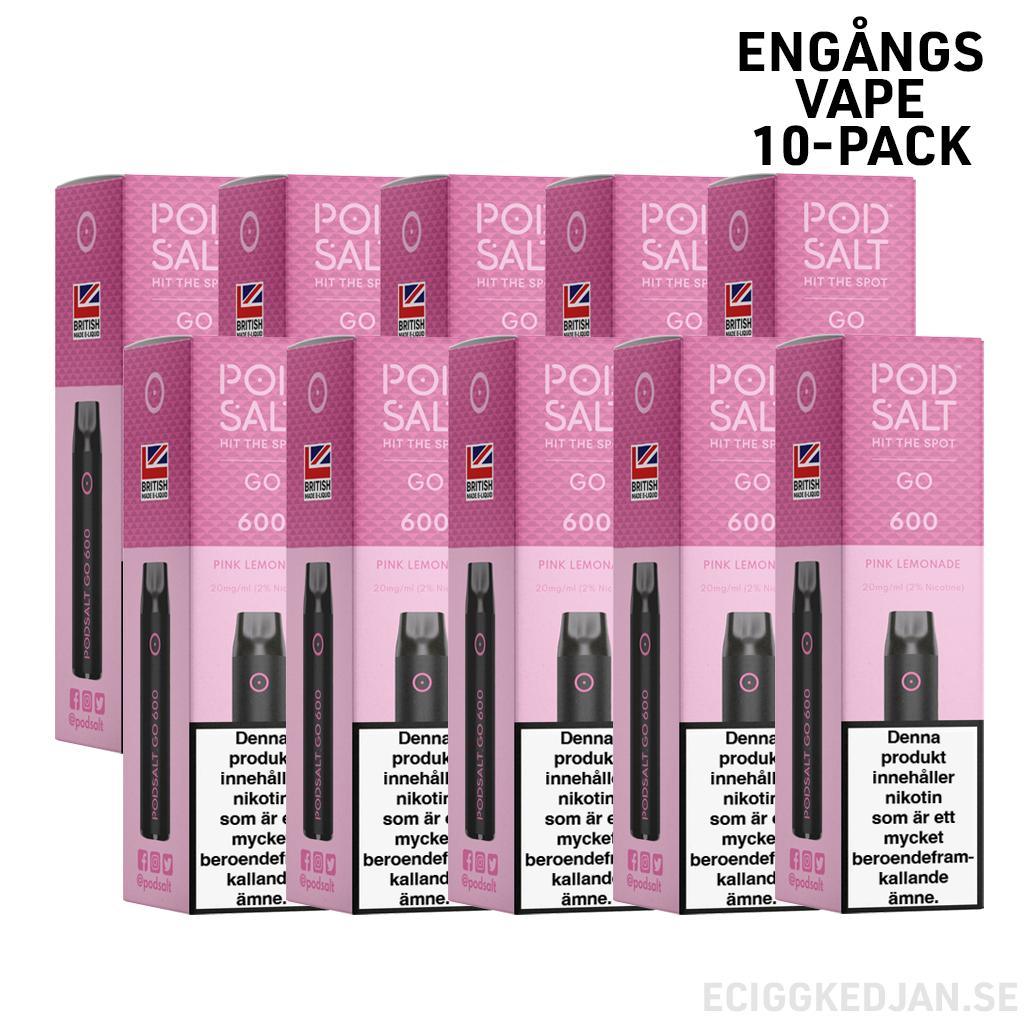 Pod Salt GO 600 | Pink Lemonade | Engångs Vape | 10-pack