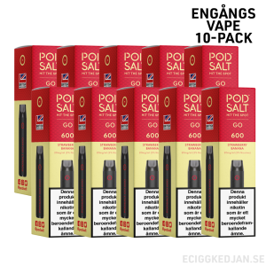 Pod Salt GO 600 | Strawberry Banana | Engångs Vape | 10-pack   | OBS!! Utgånget Datum