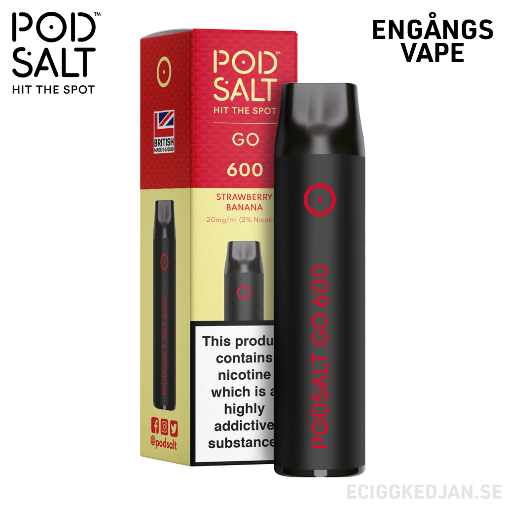 Pod Salt GO 600 | Strawberry Banana | Engångs Vape