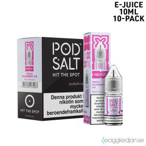 Pod Salt Bar Salts Nexus | Triple Raspberry Ice | 10ml E-Juice | 14mg Saltnikotin | 10pack