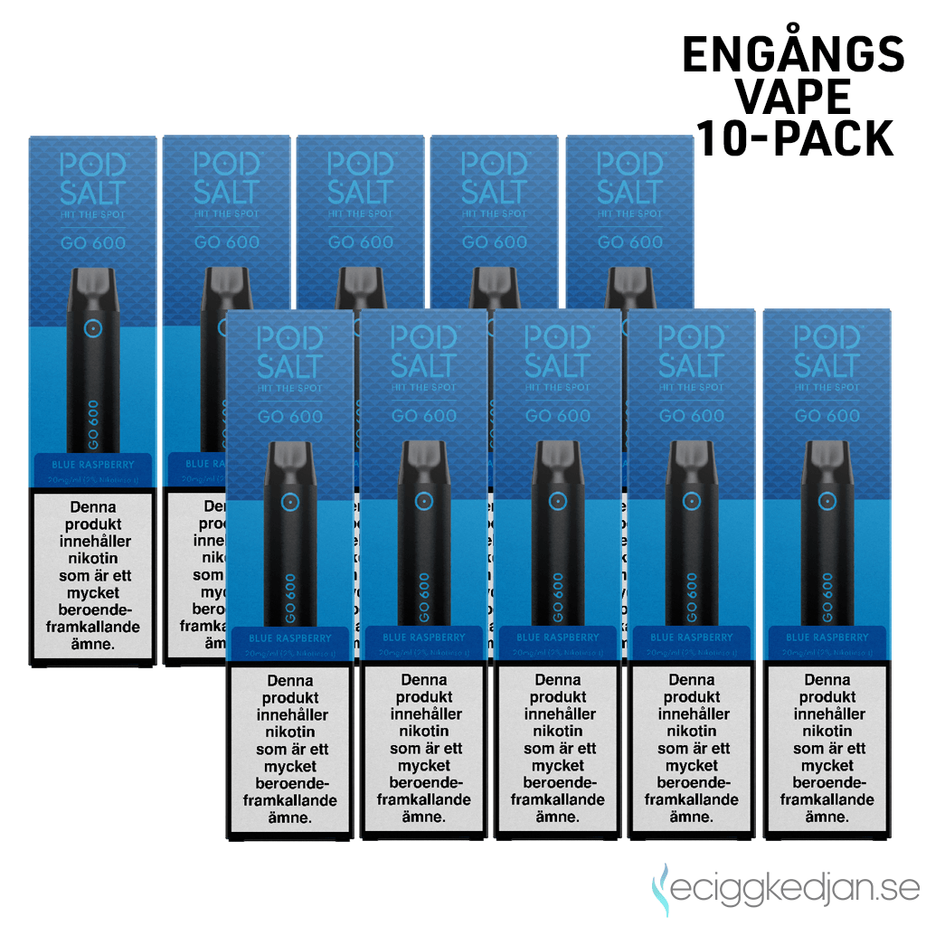 Pod Salt GO 600 | Blue Raspberry | Engångs Vape | 10-pack