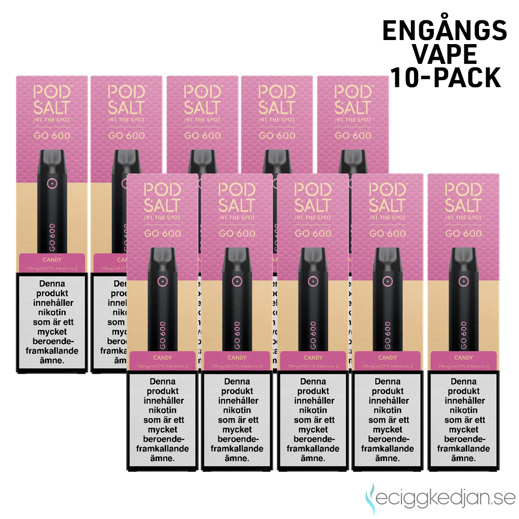 Pod Salt GO 600 | Candy | Engångs Vape | 10-pack