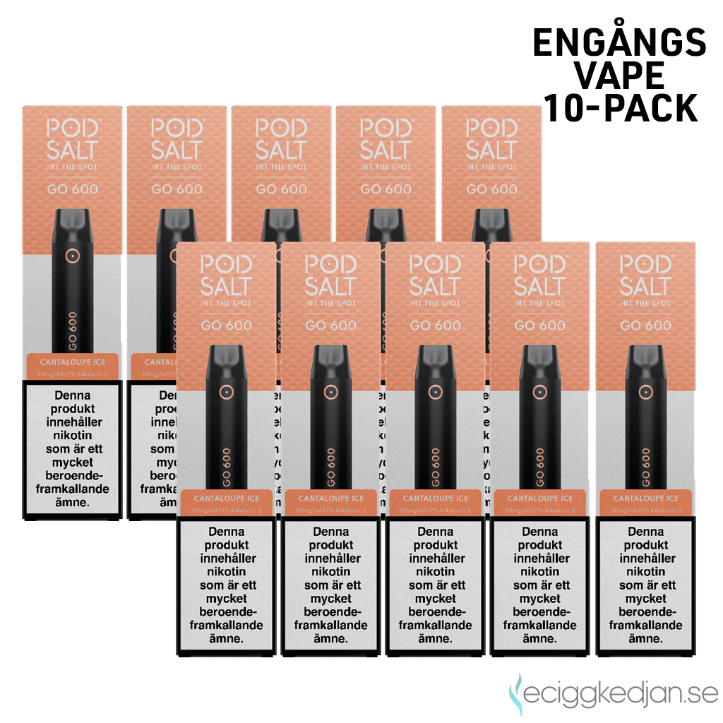 Pod Salt GO 600 | Cantaloupe Ice | Engångs Vape | 10-pack