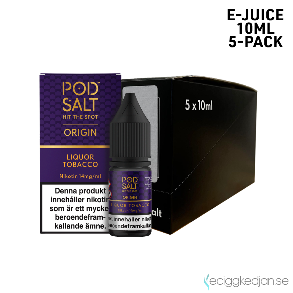 Pod Salt Origin | Liquor Tobacco | 10ml E-Juice | 14mg Saltnikotin | 5pack