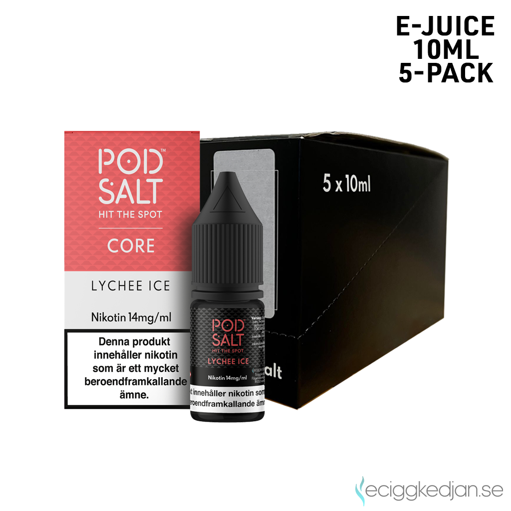 Pod Salt Core | Lychee Ice | 10ml E-Juice | 14mg Saltnikotin | 5pack