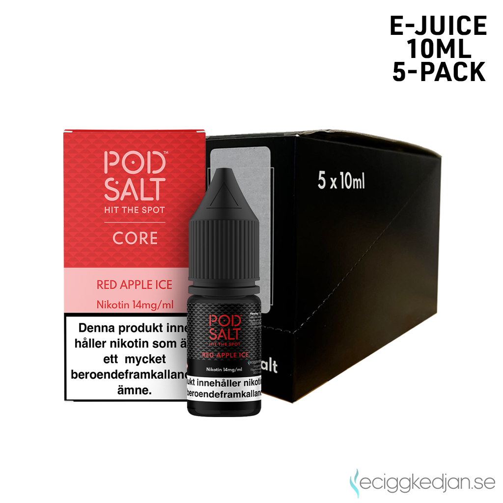Pod Salt Core | Red Apple Ice | 10ml E-Juice | 14mg Saltnikotin | 5pack