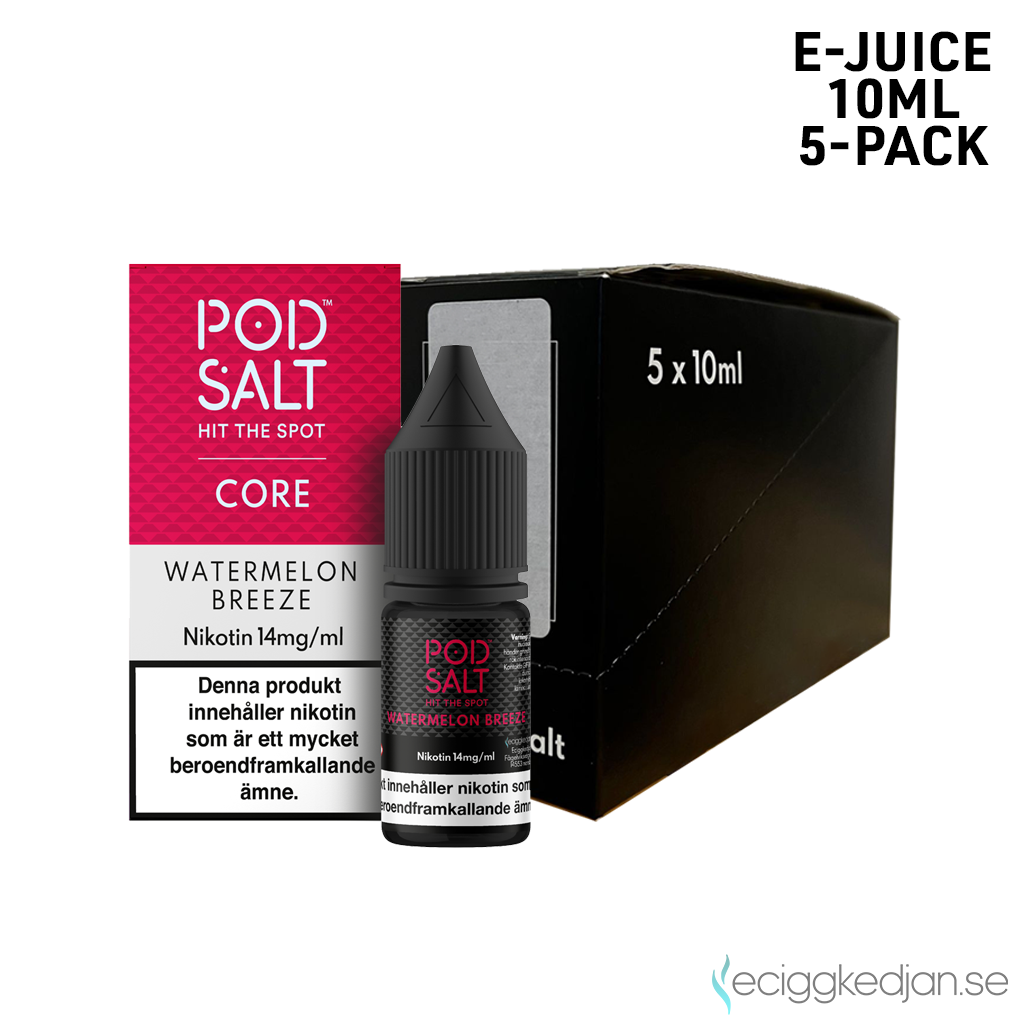 Pod Salt Core | Watermelon Breeze | 10ml E-Juice | 14mg Saltnikotin | 5pack