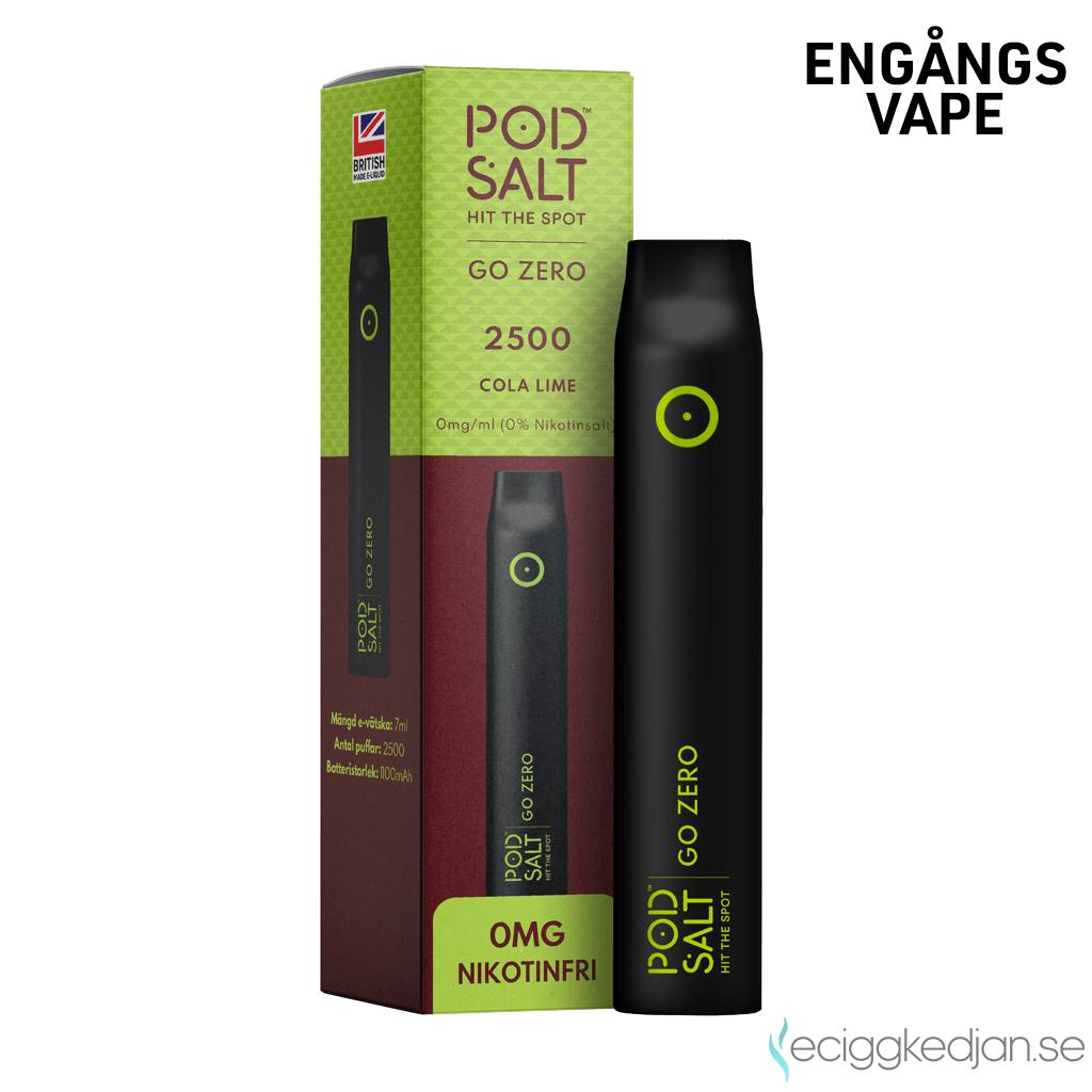 Pod Salt Go ZERO 2500 | Cola Lime | Engångs Vape | 0mg | 7ml