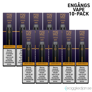 Pod Salt Origin GO 600 | Liquor Tobacco | Engångs Vape | 10-pack