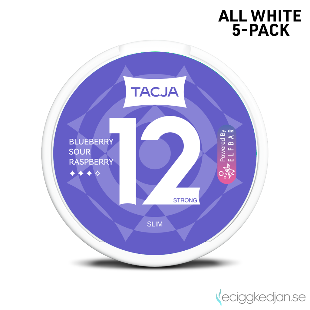 Tacja Slim | Blueberry Sour Raspberry | All White | 12mg | 5pack