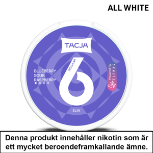 Tacja Slim | Blueberry Sour Raspberry | All White | 6mg | OBS!! Kort/Utgånget Datum