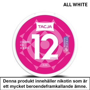 Tacja Slim | Cherry Ice | All White | 12mg | OBS!! Kort/Utgånget Datum