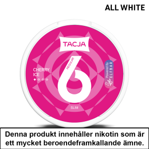 Tacja Slim | Cherry Ice | All White | 6mg | OBS!! Kort/Utgånget Datum