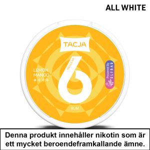 Tacja Slim | Lemon Mango | All White | 6mg | OBS!! Kort/Utgånget Datum