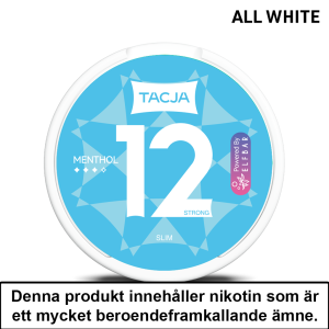 Tacja Slim | Menthol | All White | 12mg | OBS!! Kort/Utgånget Datum